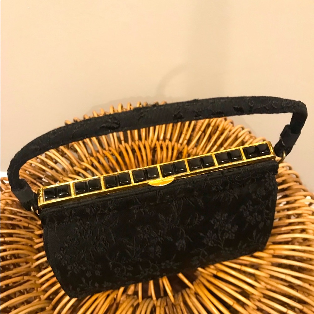Vintage Empress Black Brocade Purse